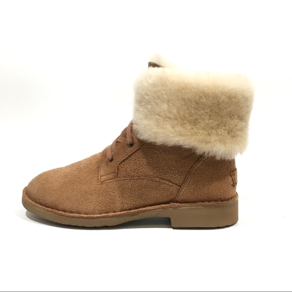 UGG Weylyn Shearling Cuff Ankle Boots -Chestnut Suede -US 8 -NEW - Picture 4 of 8